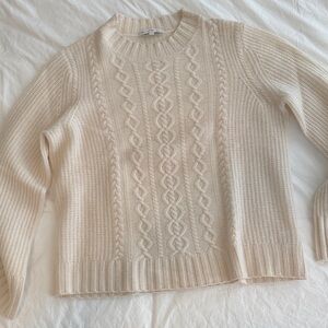 White + Warren Ivory Cable Knit Sweater